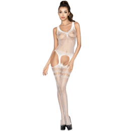 PASSION - WOMAN BS038 WHITE BODYSTOCKING ONE SIZE